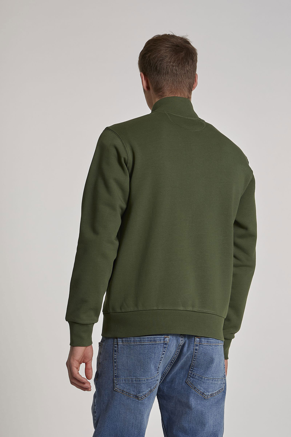Sweat-shirt zippé homme en coton avec col montant et coupe classique | La Martina - Official Online Shop
