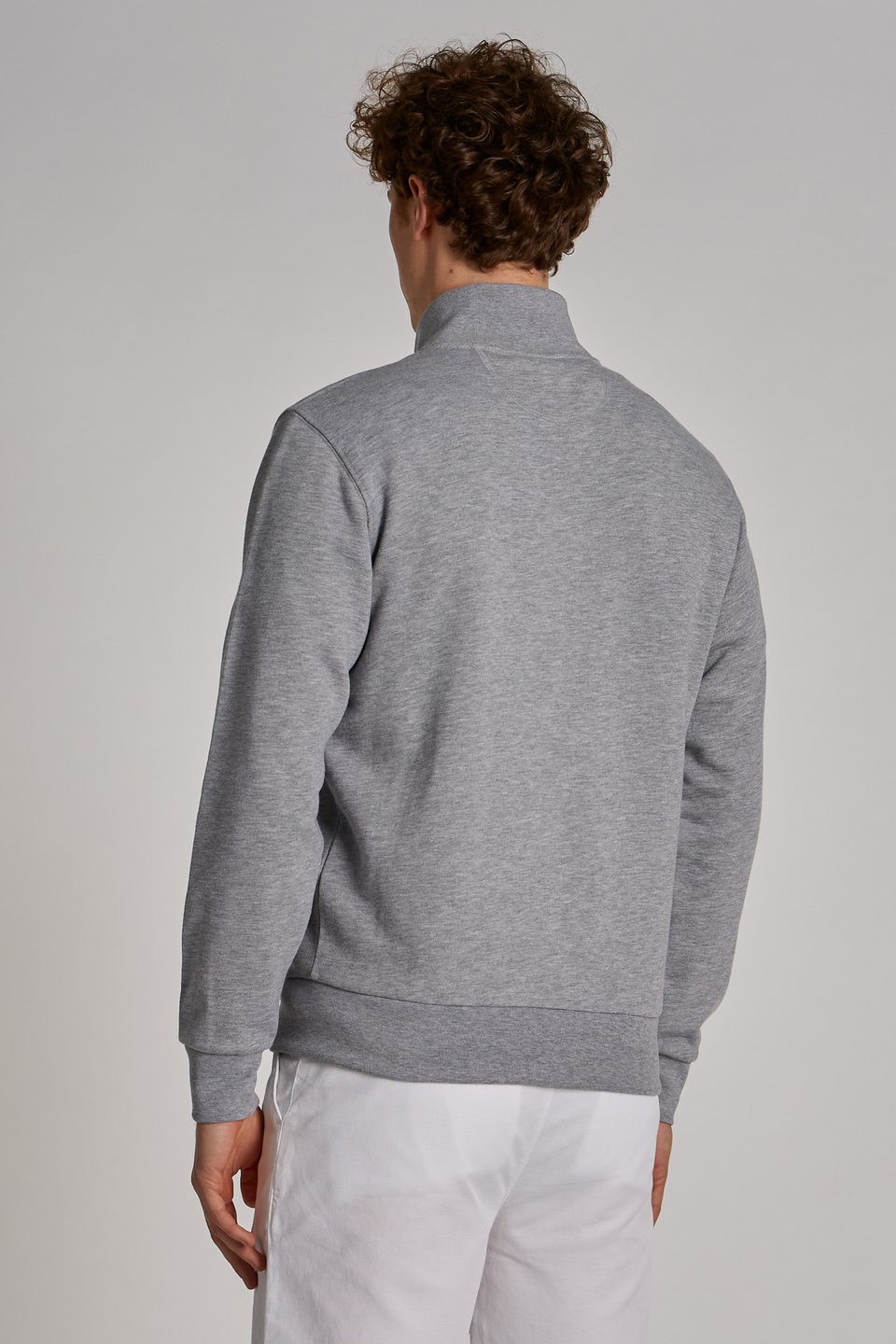 Sweat-shirt zippé homme en coton mélangé avec col montant et coupe classique | La Martina - Official Online Shop