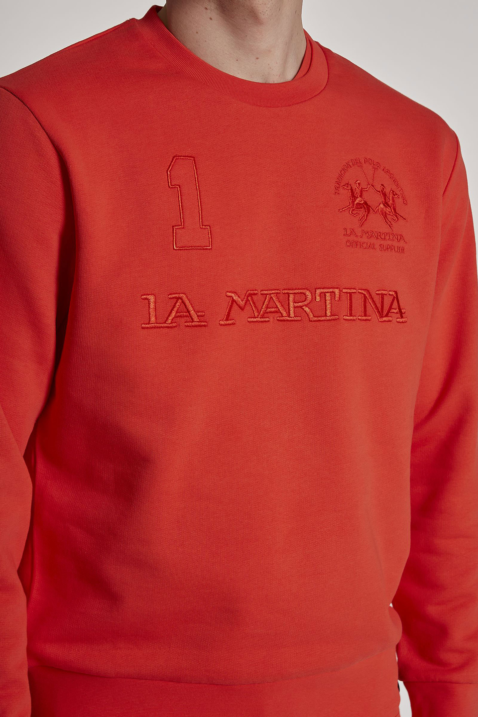 Sudadera de hombre de algodón, cuello redondo, corte regular | La Martina - Official Online Shop