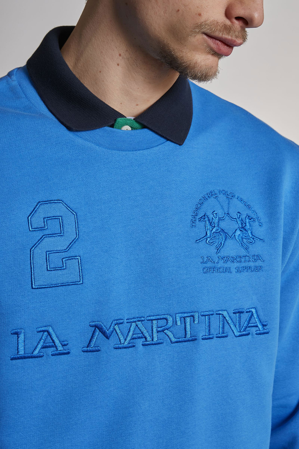 Sweat-shirt ras de cou homme en coton coupe classique | La Martina - Official Online Shop