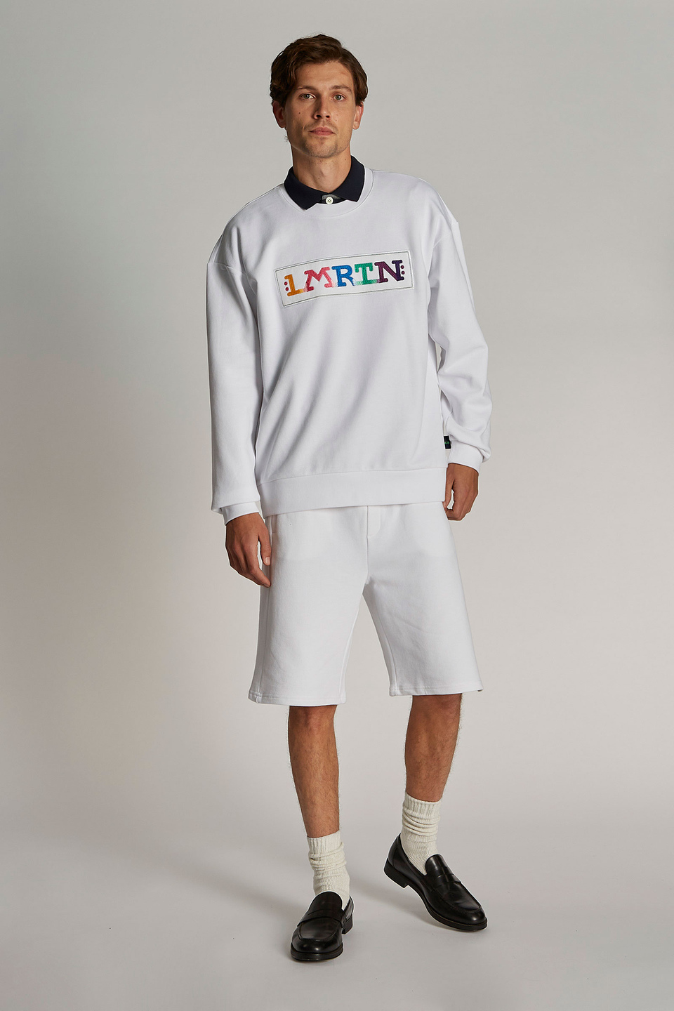 Men's oversized round-neck sweatshirt in 100% cotton fabric | La Martina - Official Online Shop