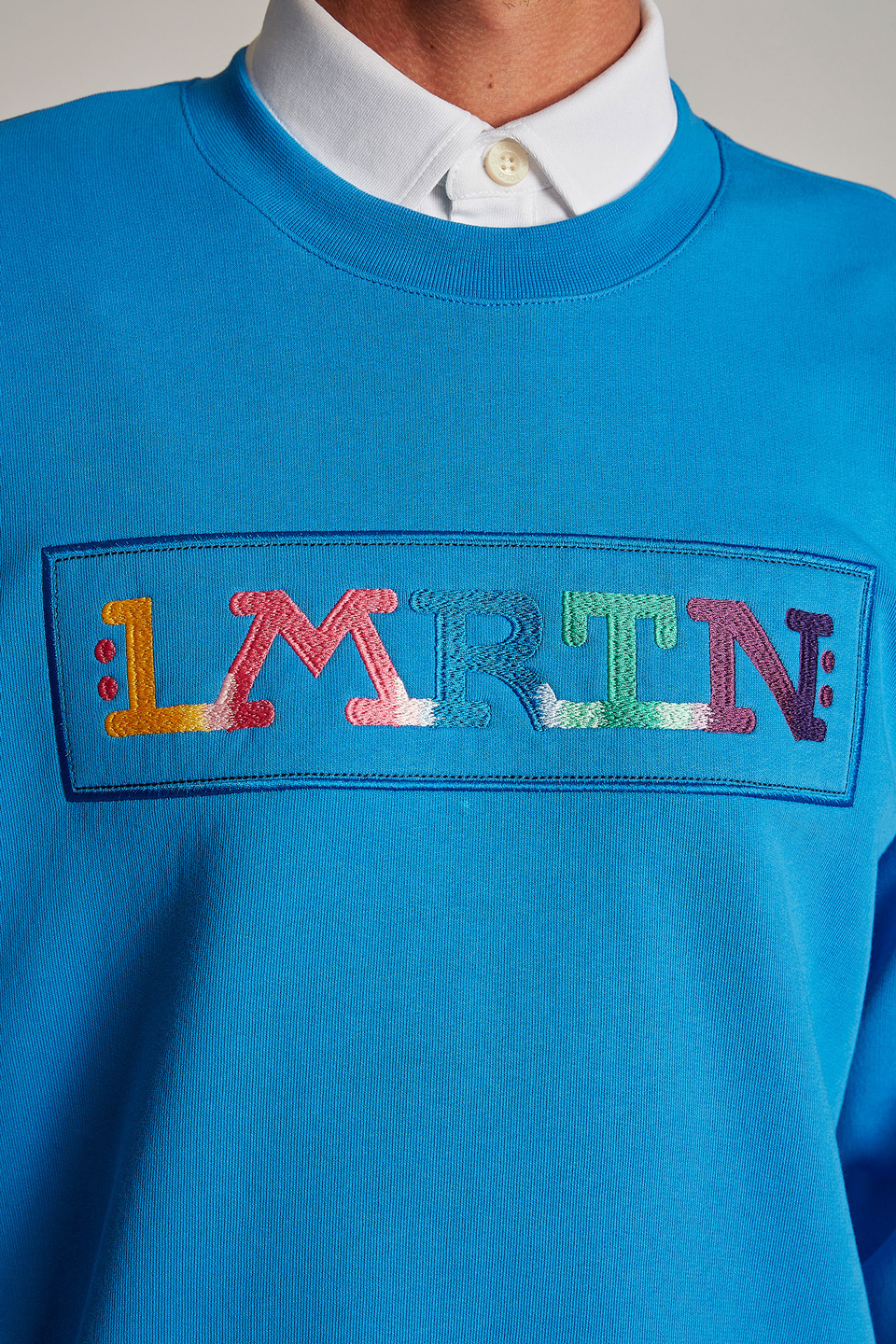 Men's oversized round-neck sweatshirt in 100% cotton fabric | La Martina - Official Online Shop