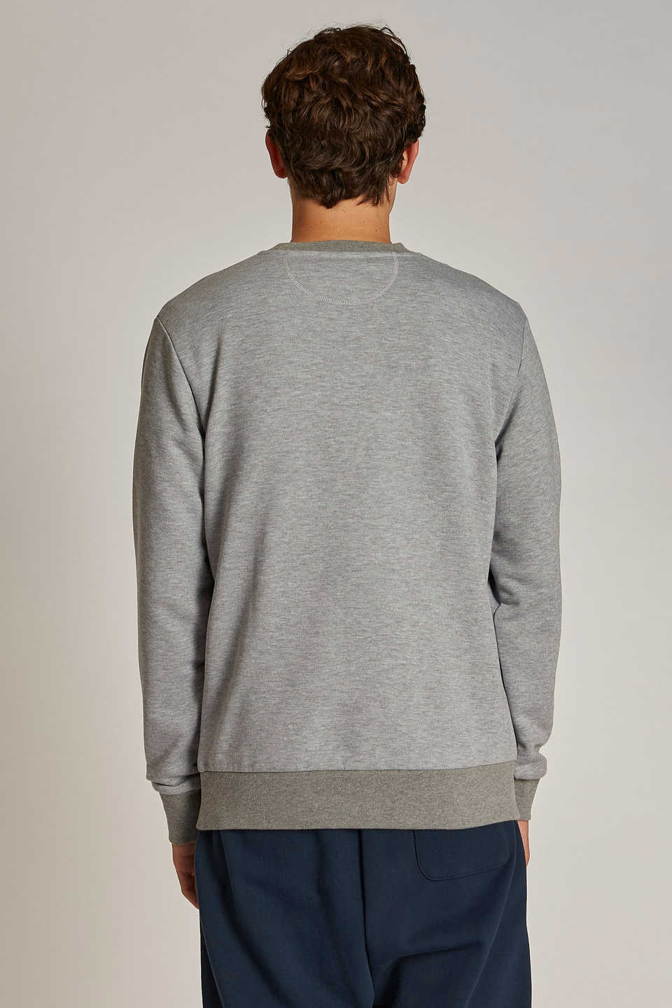Men's regular-fit round-neck sweatshirt in 100% cotton fabric | La Martina - Official Online Shop