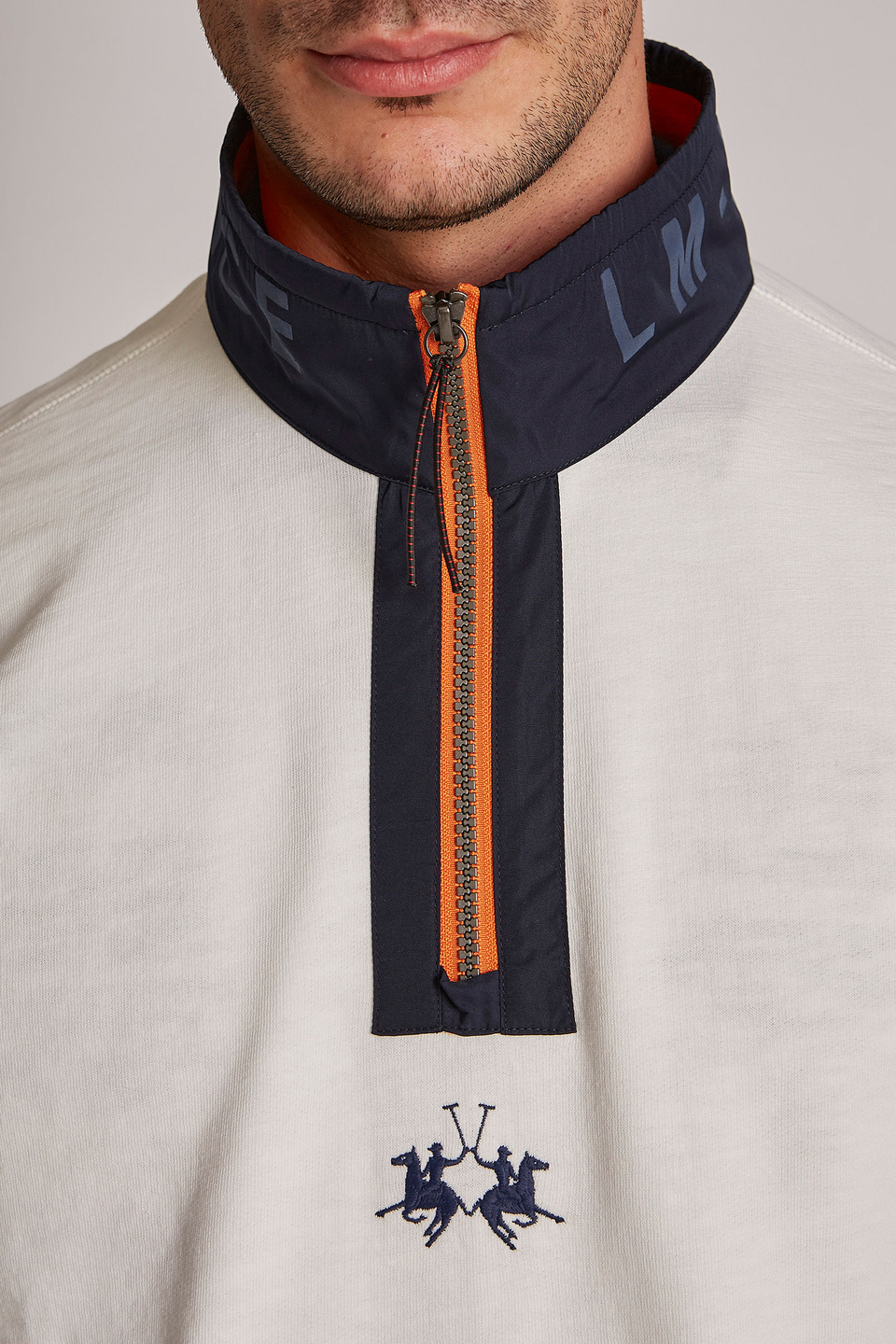 Sweat-shirt homme 100% coton, avec fermeture zippée et coupe oversize | La Martina - Official Online Shop