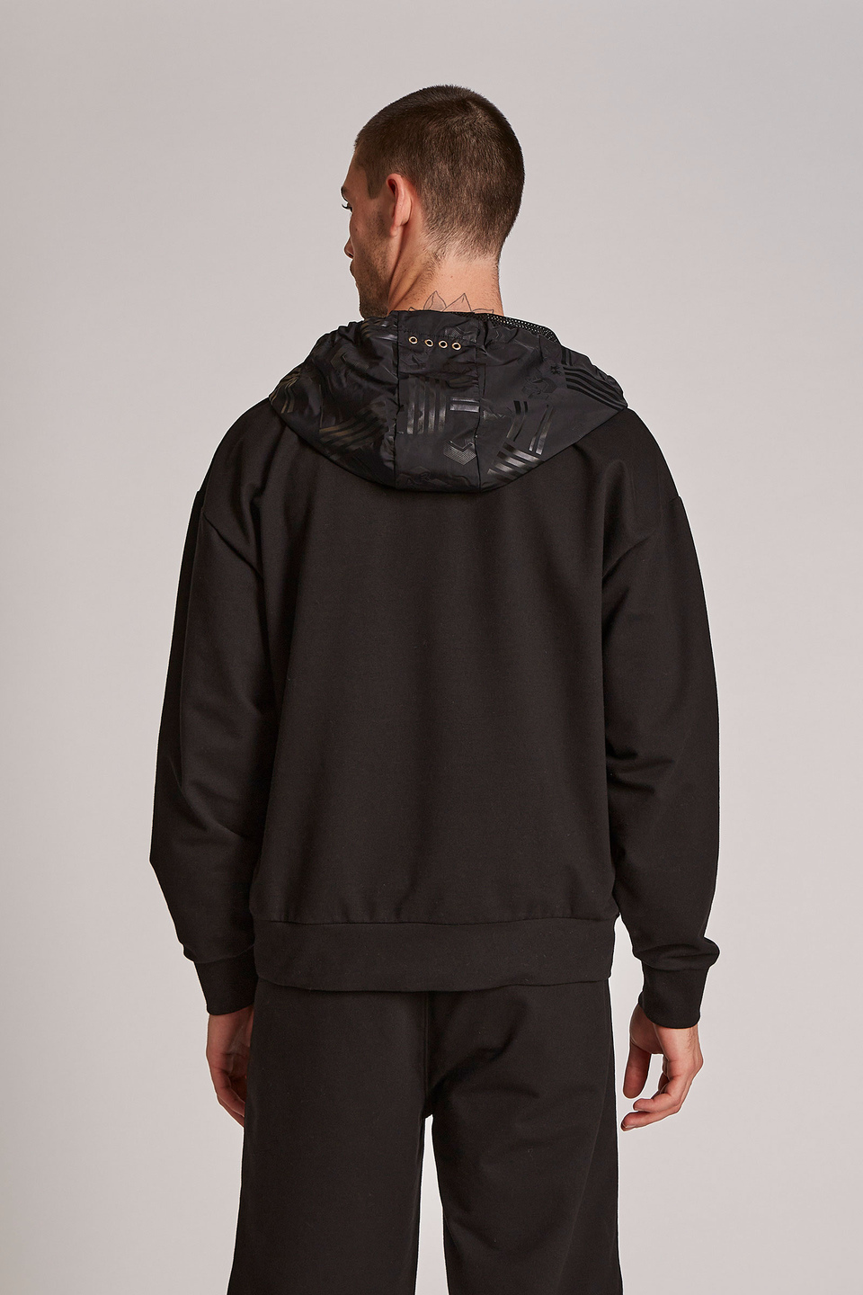 Men's oversized zip-up sweatshirt in cotton-blend fabric | La Martina - Official Online Shop