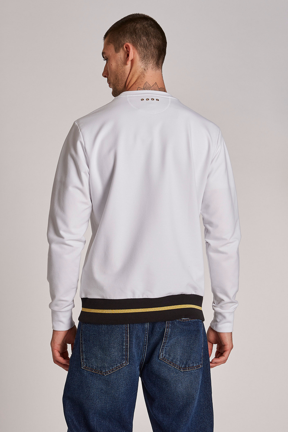 Sweat-shirt ras de cou homme en coton mélangé coupe classique | La Martina - Official Online Shop