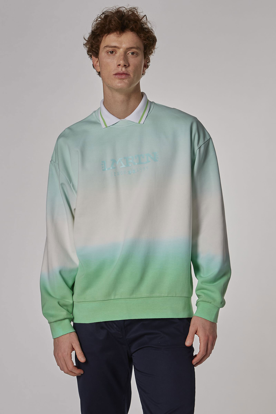 Men's oversized crew-neck sweatshirt in 100% cotton fabric | La Martina - Official Online Shop