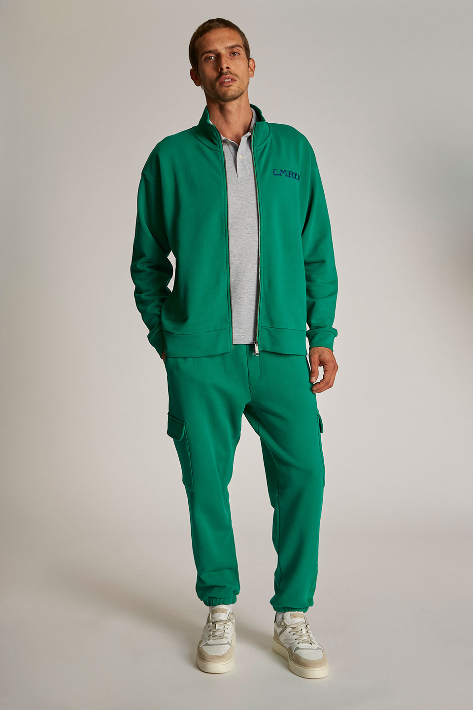 Sweat-shirt homme 100% coton, avec fermeture zippée et coupe oversize | La Martina - Official Online Shop