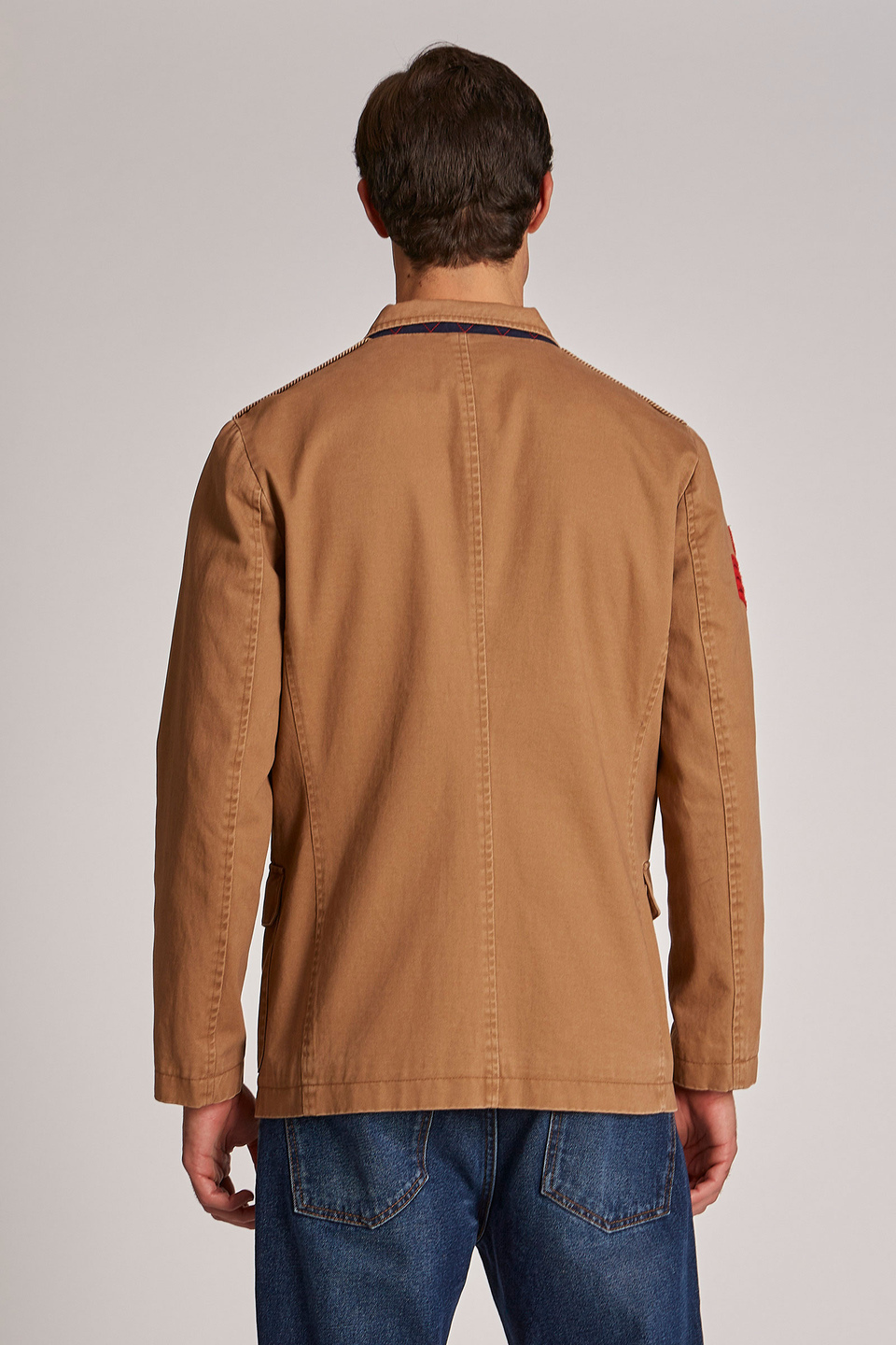 Men's regular-fit Saharan jacket in cotton and linen-blend fabric | La Martina - Official Online Shop