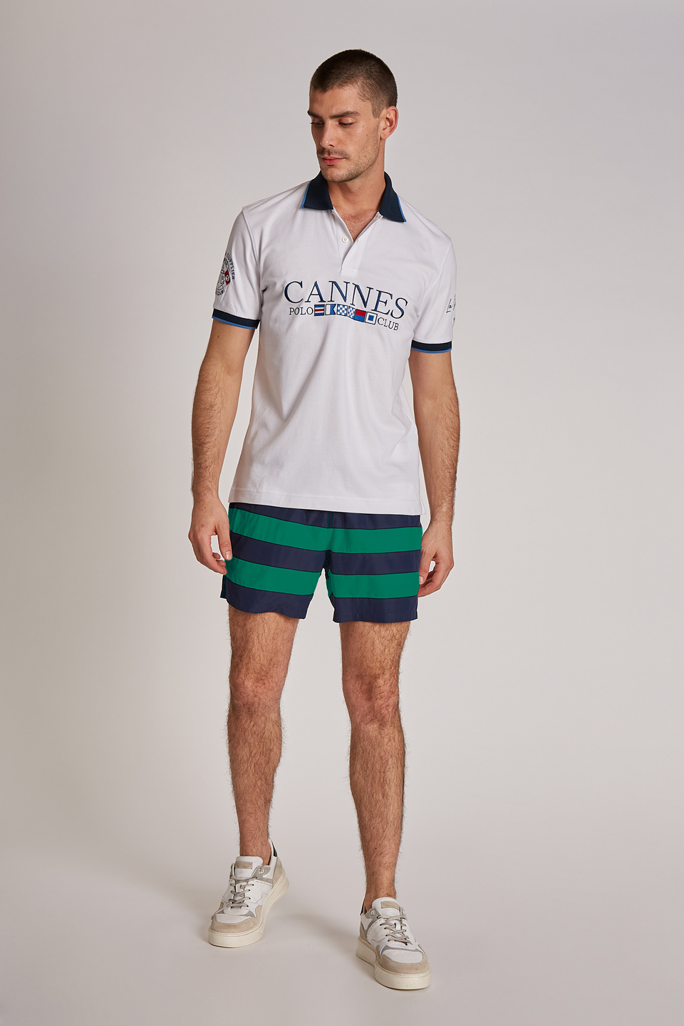 Regular-fit drawstring-embellished microfibre swim shorts | La Martina - Official Online Shop