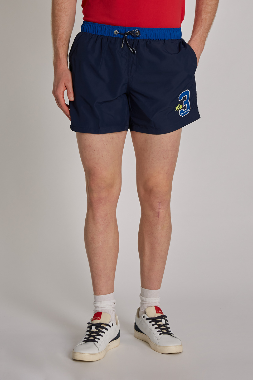Regular-fit drawstring-embellished nylon swim shorts | La Martina - Official Online Shop