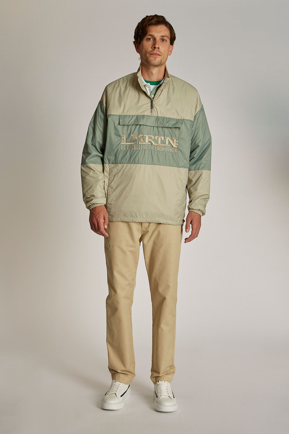 Herren-Sweatshirt aus technischem Gewebe, oversized Modell mit Band auf der Vorderseite | La Martina - Official Online Shop