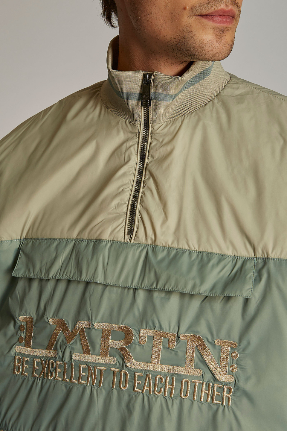 Sweat-shirt oversize homme en tissu technique avec bande sur le devant | La Martina - Official Online Shop