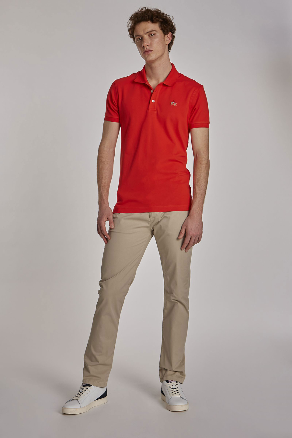Men's short-sleeved slim-fit stretch cotton polo shirt | La Martina - Official Online Shop