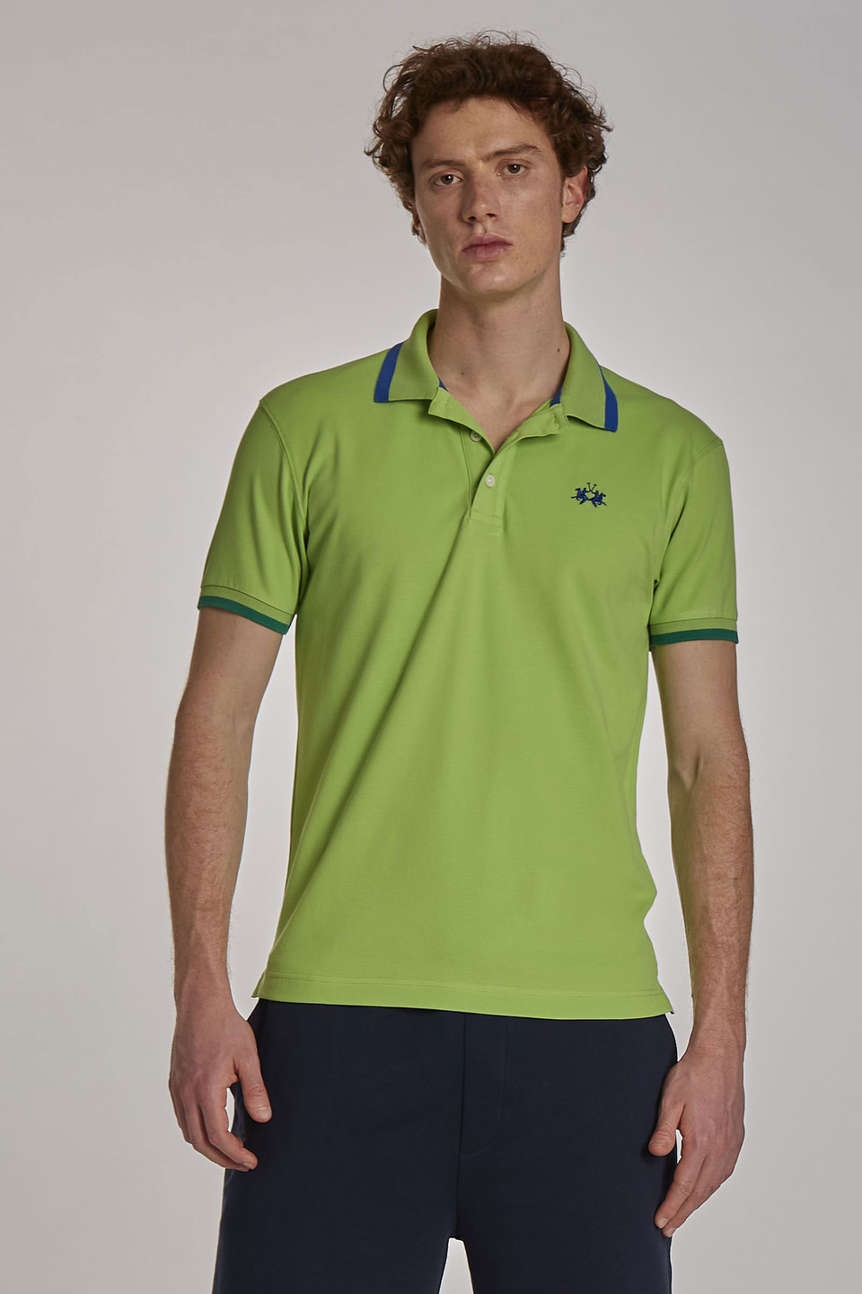 Polo homme en coton stretch à manches courtes et coupe slim | La Martina - Official Online Shop