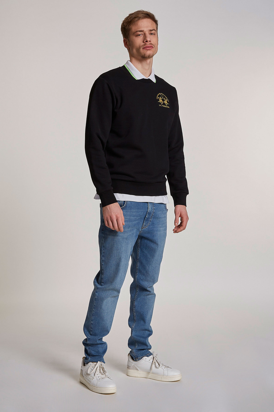 Men's short-sleeved regular-fit stretch cotton polo shirt | La Martina - Official Online Shop