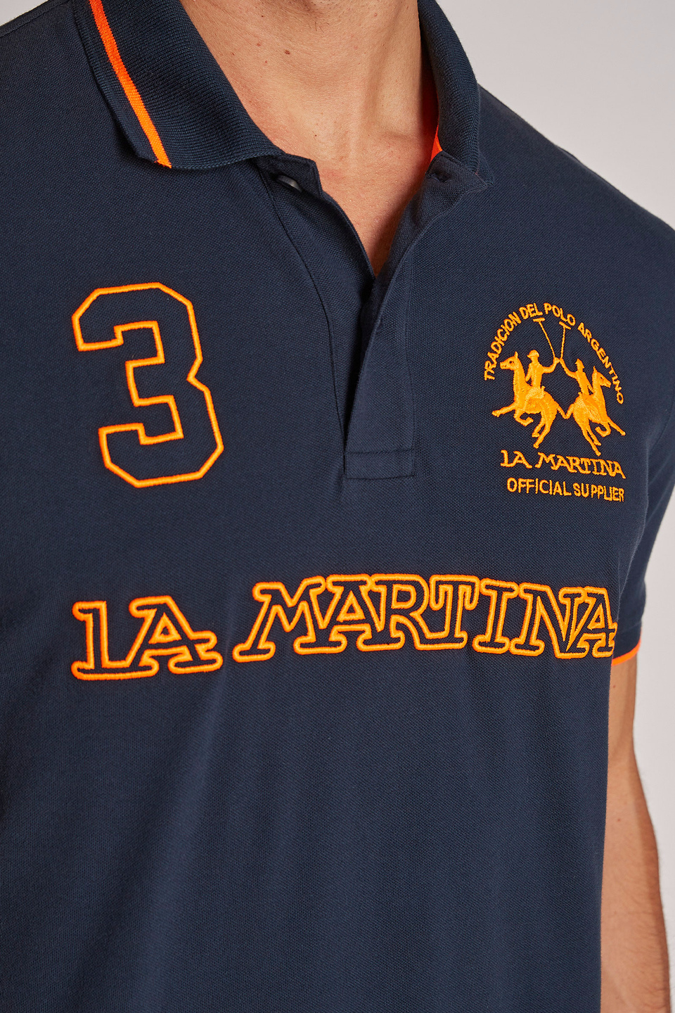 Men's short-sleeved regular-fit stretch cotton polo shirt | La Martina - Official Online Shop