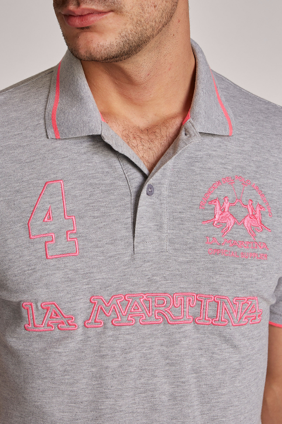 Polo homme en coton stretch à manches courtes et coupe classique | La Martina - Official Online Shop