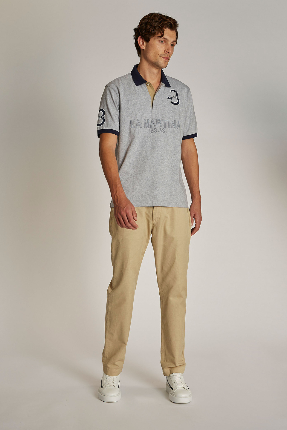Men's oversized plain-coloured short-sleeved polo shirt | La Martina - Official Online Shop