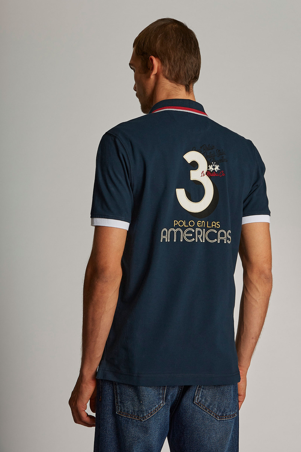 Men's plain-coloured short-sleeved, regular-fit polo shirt | La Martina - Official Online Shop