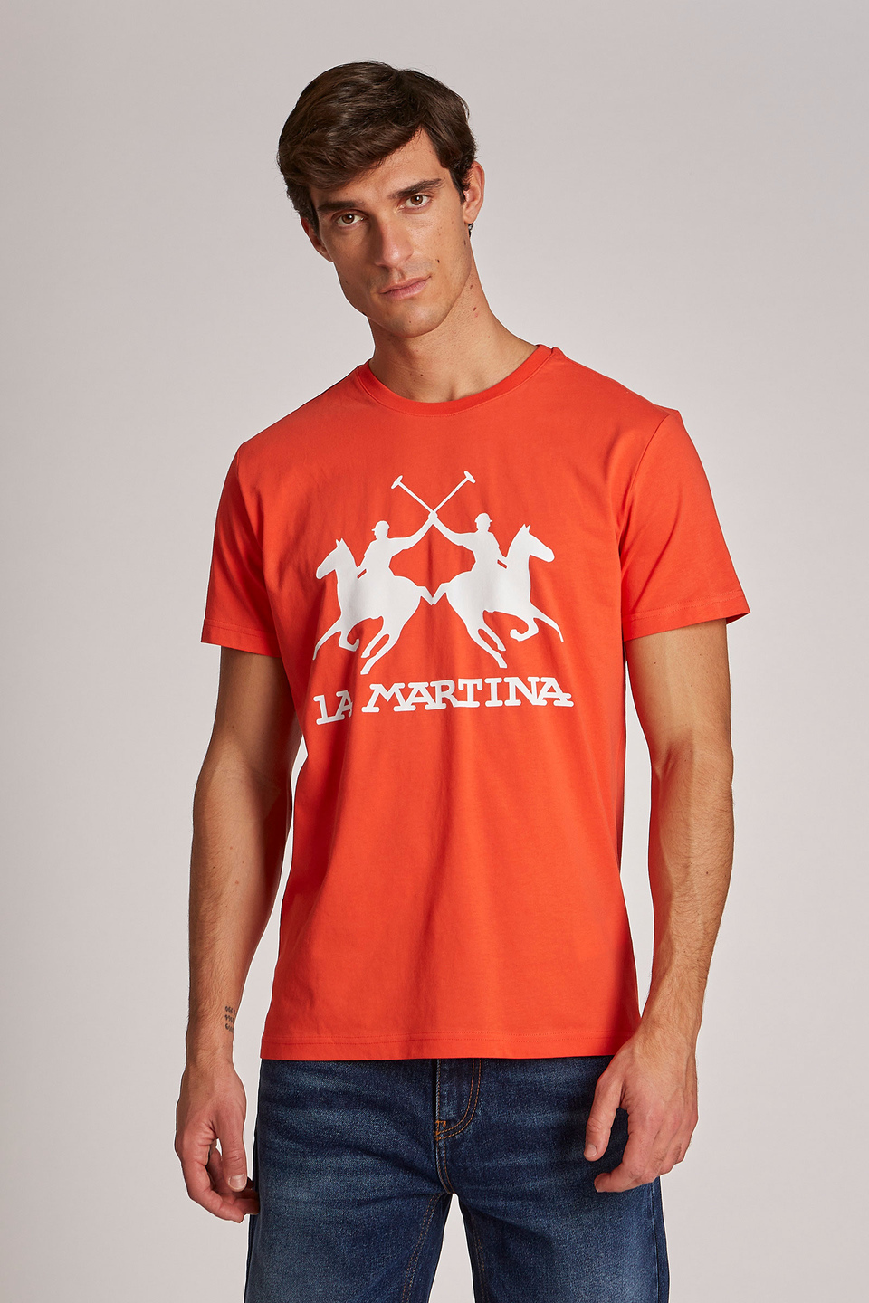 T-shirt da uomo a maniche corte in cotone regular fit | La Martina - Official Online Shop