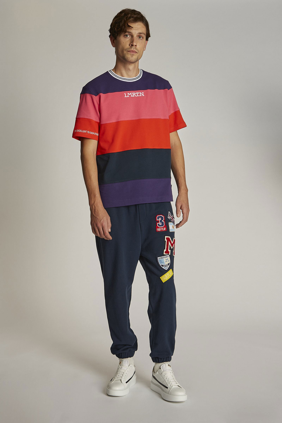T-shirt homme à manches courtes, col de couleur contrastante et coupe oversize | La Martina - Official Online Shop