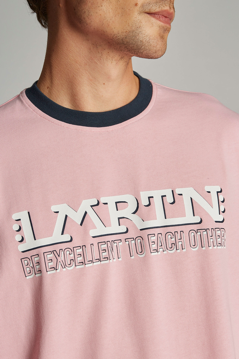 T-shirt da uomo a maniche corte con colletto a contrasto modello over | La Martina - Official Online Shop