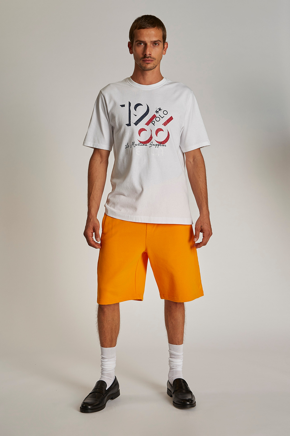 T-shirt homme de couleur unie, à manches courtes et coupe classique | La Martina - Official Online Shop