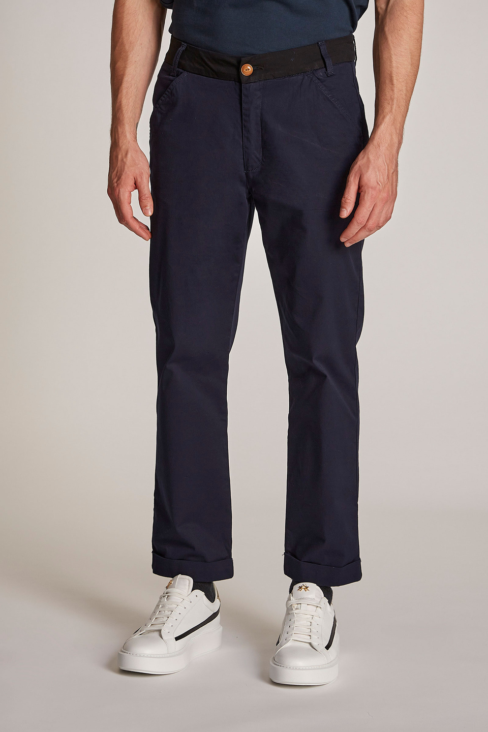 Men's regular-fit cotton and linen blend trousers | La Martina - Official Online Shop