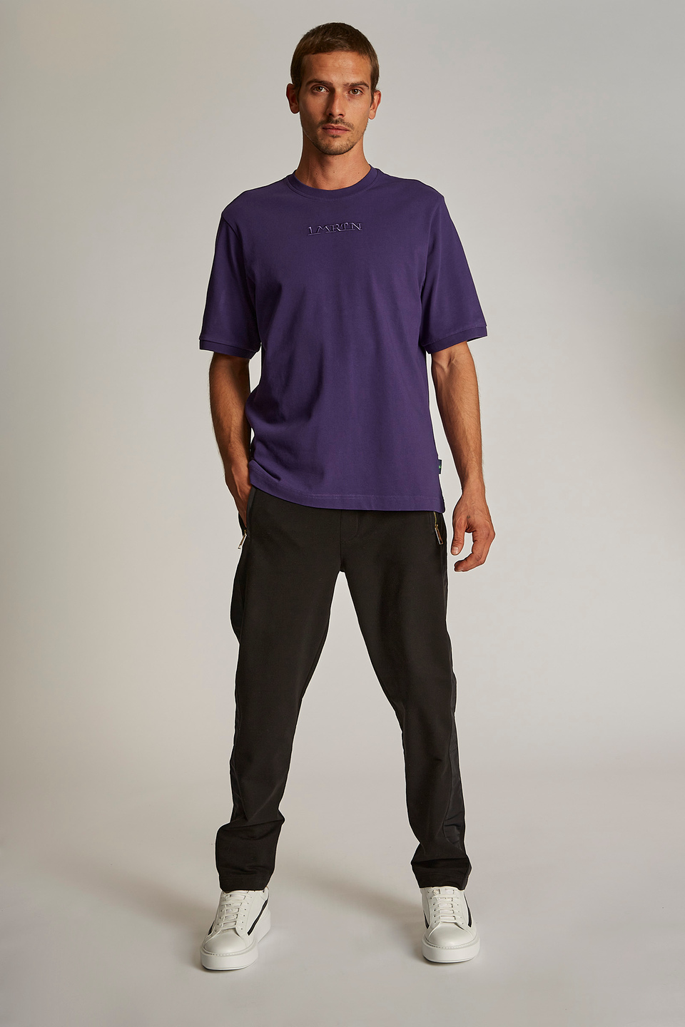 Pantalone da uomo modello jogger in cotone elasticizzato regular fit | La Martina - Official Online Shop