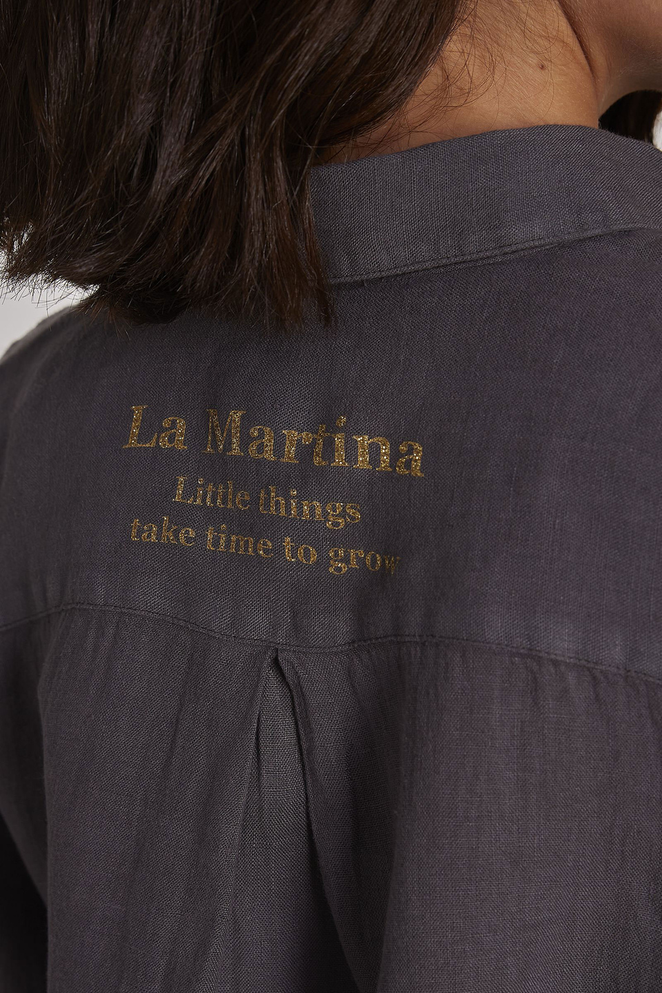 Einfarbige Damenbluse aus 100 % Leinen im Regular Fit | La Martina - Official Online Shop
