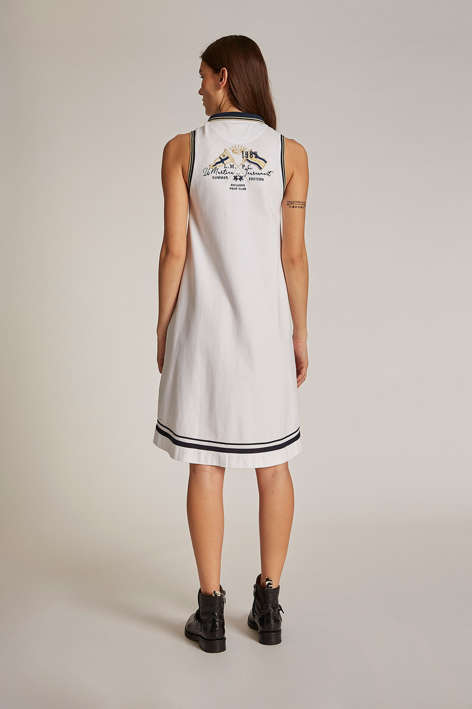 Women's short-sleeved stretch regular-fit stretch cotton dress | La Martina - Official Online Shop