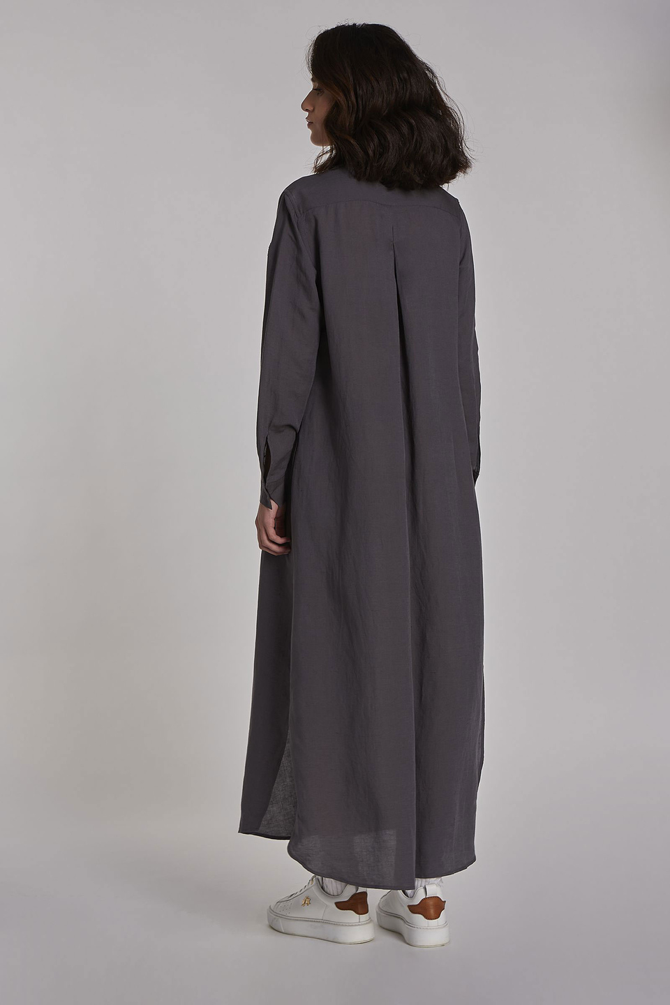 Vestito da donna lunghezza midi in viscosa misto lino regular fit | La Martina - Official Online Shop