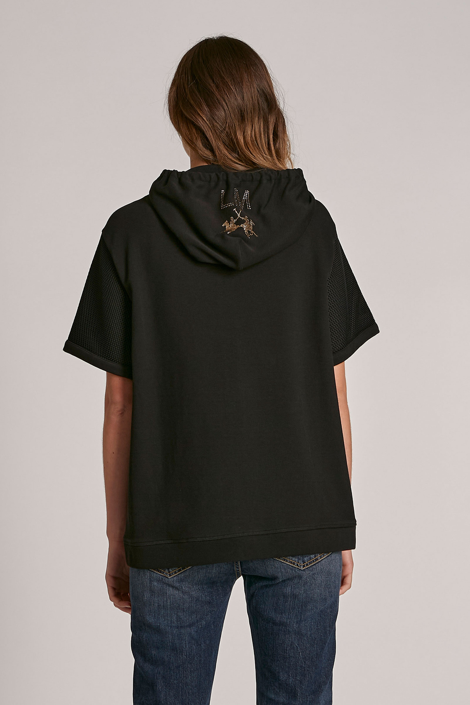 Women's regular-fit zip-up cotton sweatshirt | La Martina - Official Online Shop