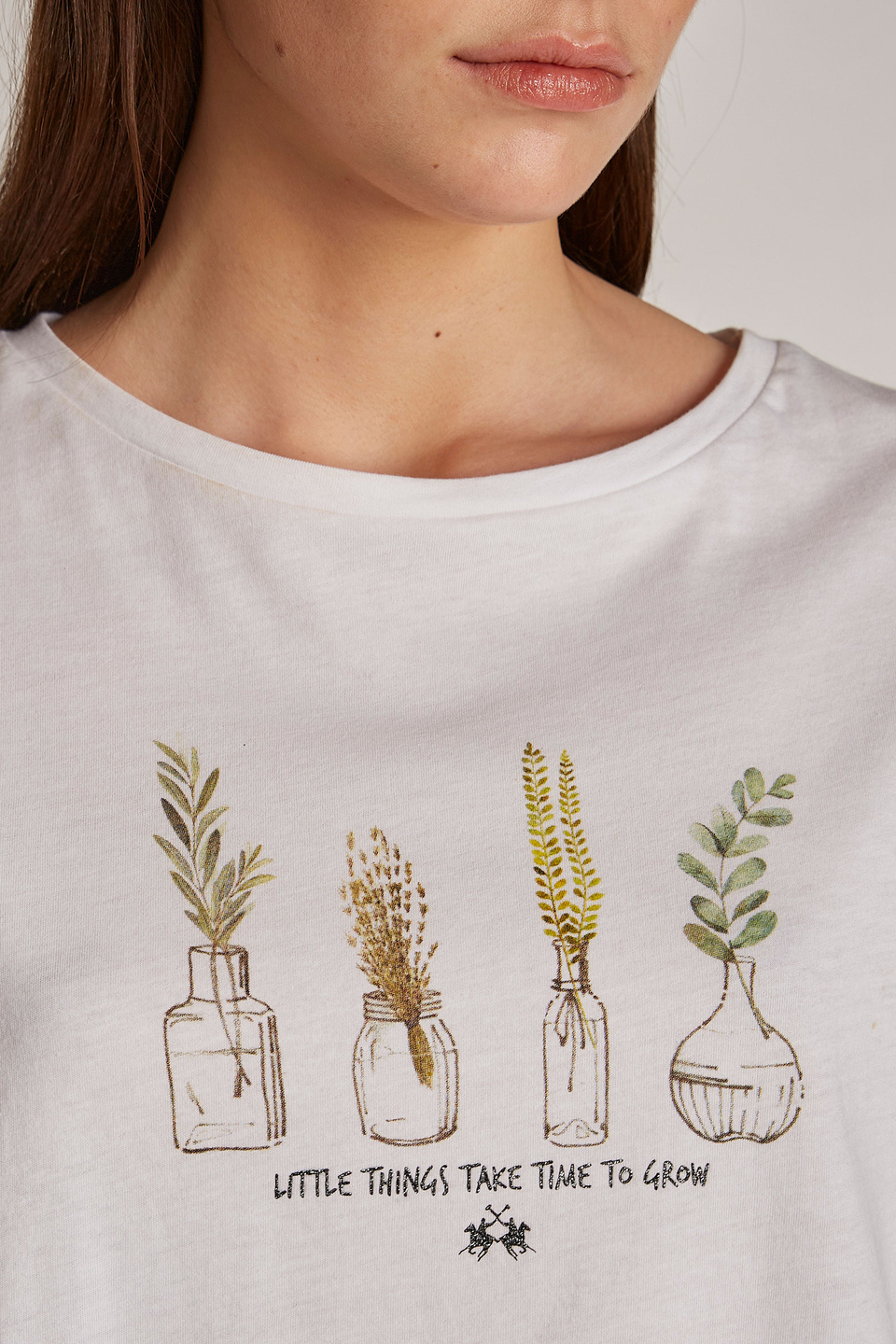 T-shirt da donna in cotone con logo regular fit | La Martina - Official Online Shop