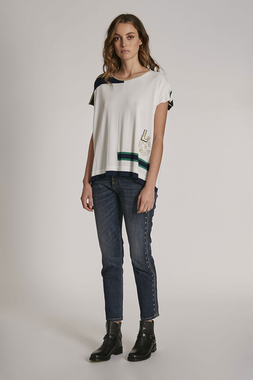 Damen-T-Shirt aus Baumwolle mit Logo, oversized Modell | La Martina - Official Online Shop