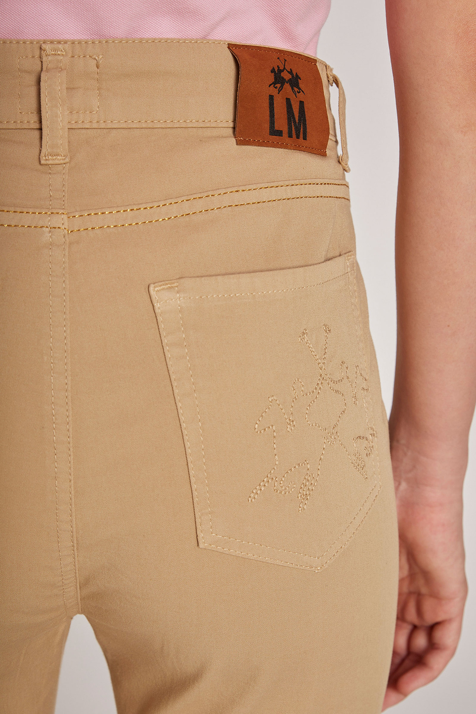 Pantalon femme en coton stretch, cinq poches et coupe classique | La Martina - Official Online Shop