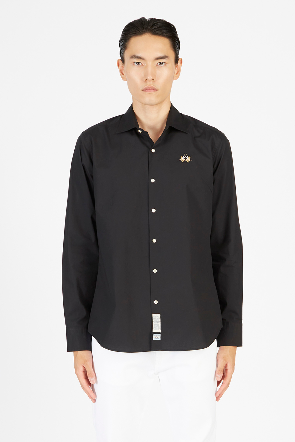 Men’s shirt in cotton poplin slim fit long sleeves | La Martina - Official Online Shop