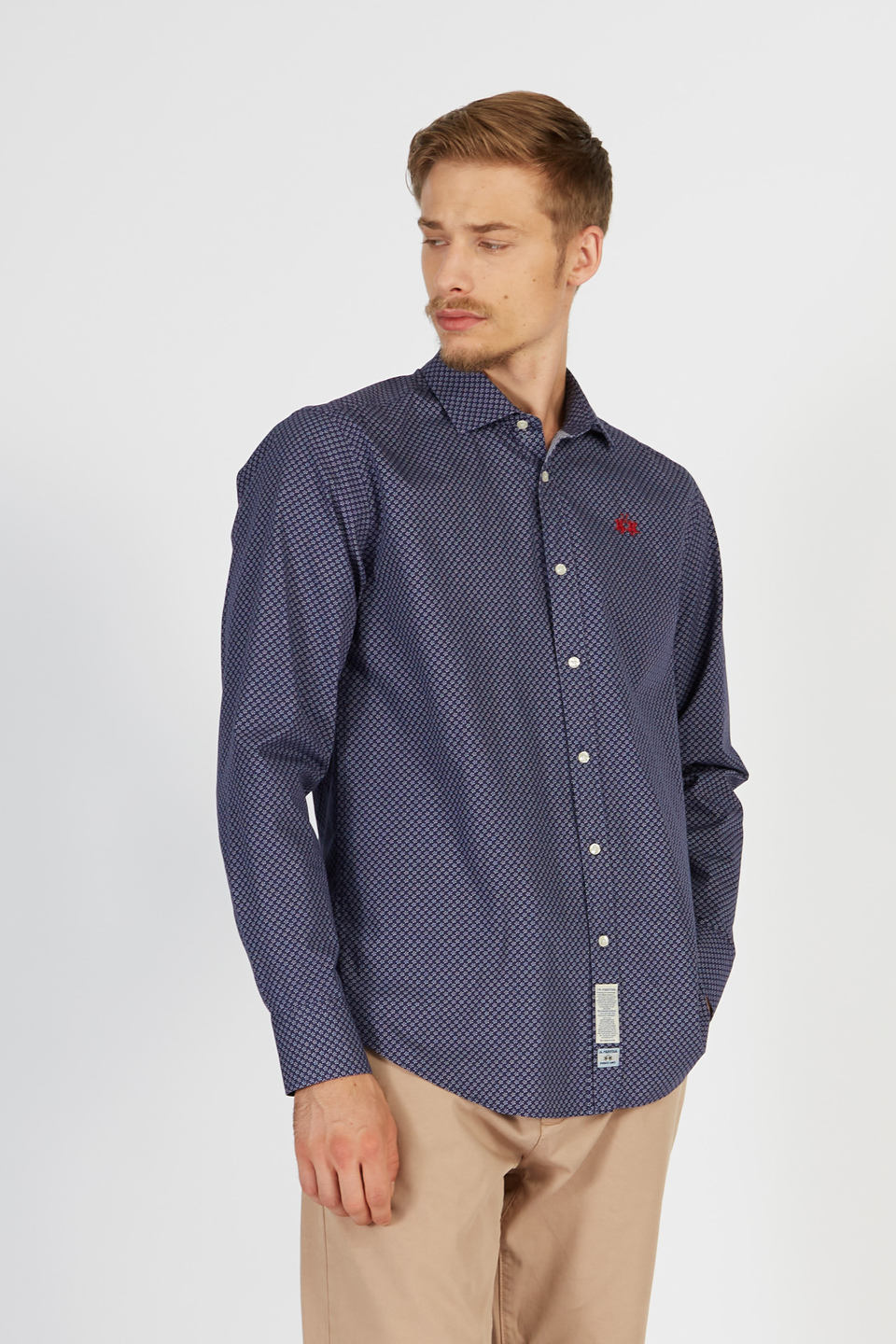 Chemise à manches longues pour hommes en coton 100 % coupe classique | La Martina - Official Online Shop