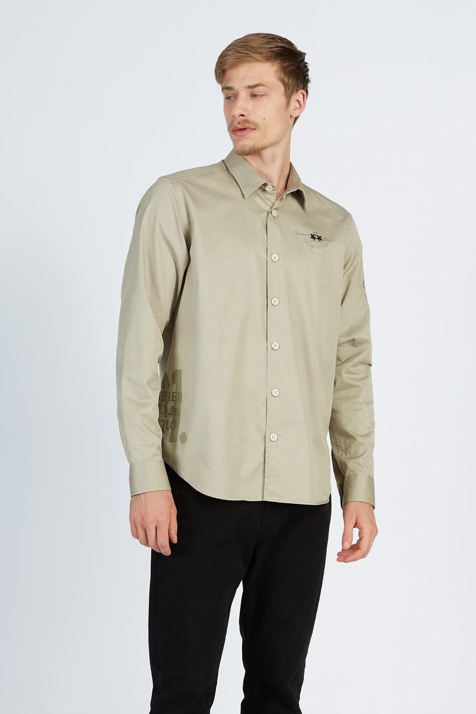 Leyendas Del Polo men’s shirt with long sleeves in regular fit twill cotton | La Martina - Official Online Shop