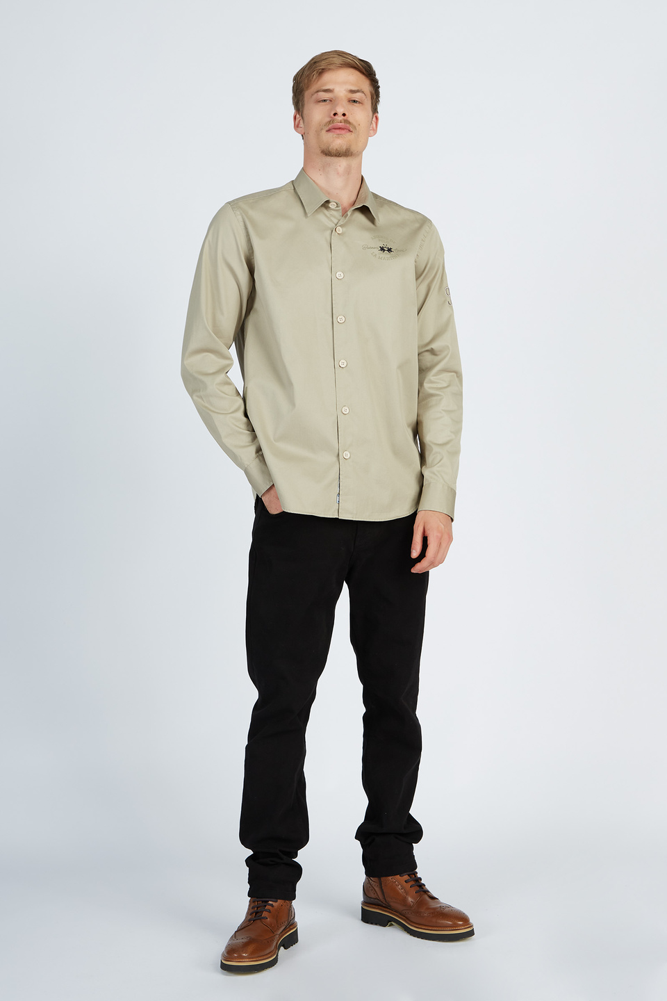 Leyendas Del Polo men’s shirt with long sleeves in regular fit twill cotton | La Martina - Official Online Shop