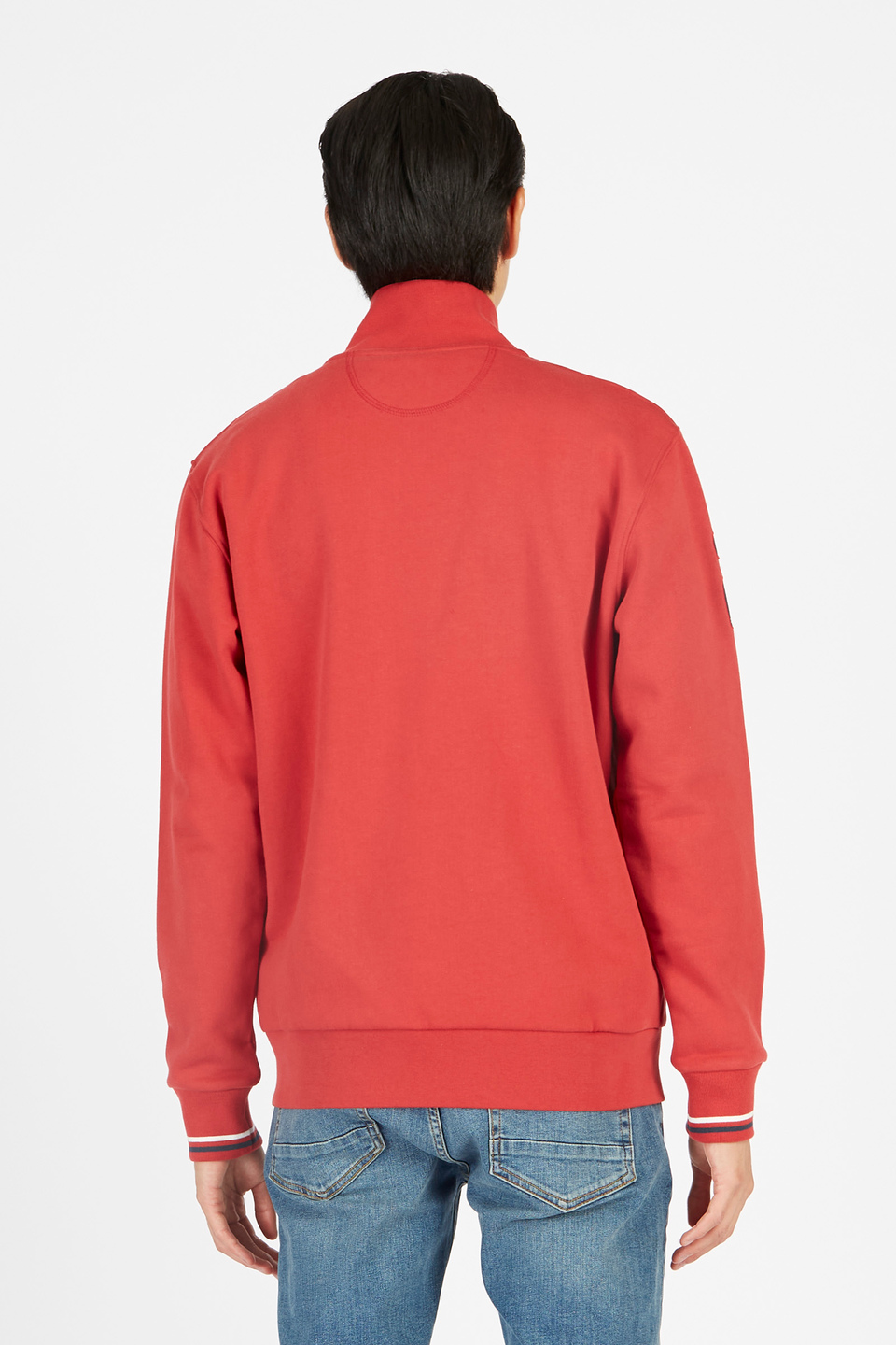 Men’s Essential long-sleeved sweatshirt in full-zip cotton blend | La Martina - Official Online Shop