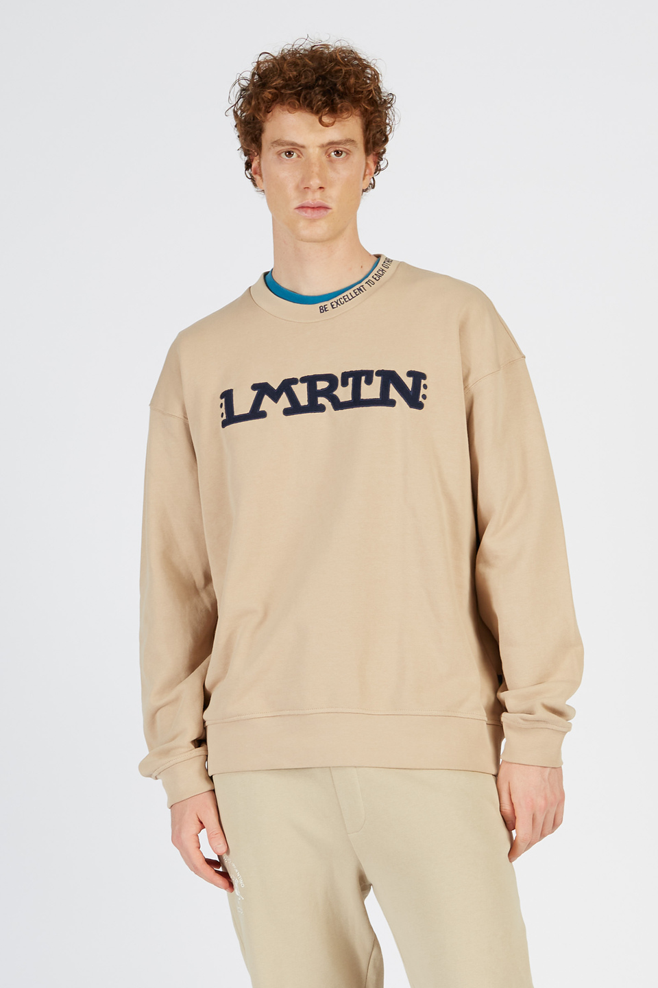 Men's sweatshirt in 100% cotton with long sleeves, oversized fit | La Martina - Official Online Shop