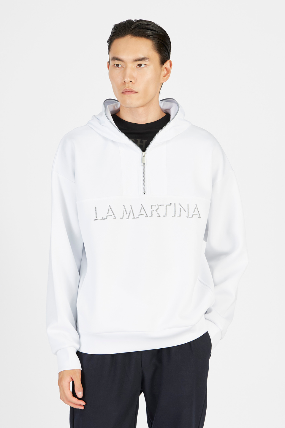 Men’s sweatshirt in cotton blend with oversize long sleeves | La Martina - Official Online Shop