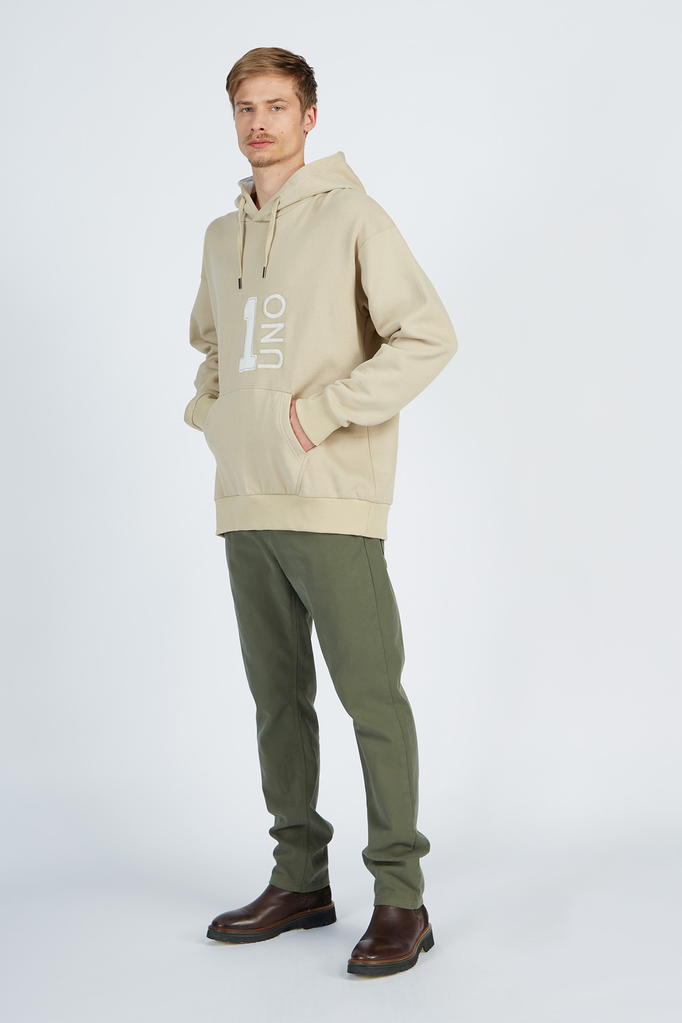 Men’s 100% cotton sweatshirt with oversize long sleeves | La Martina - Official Online Shop