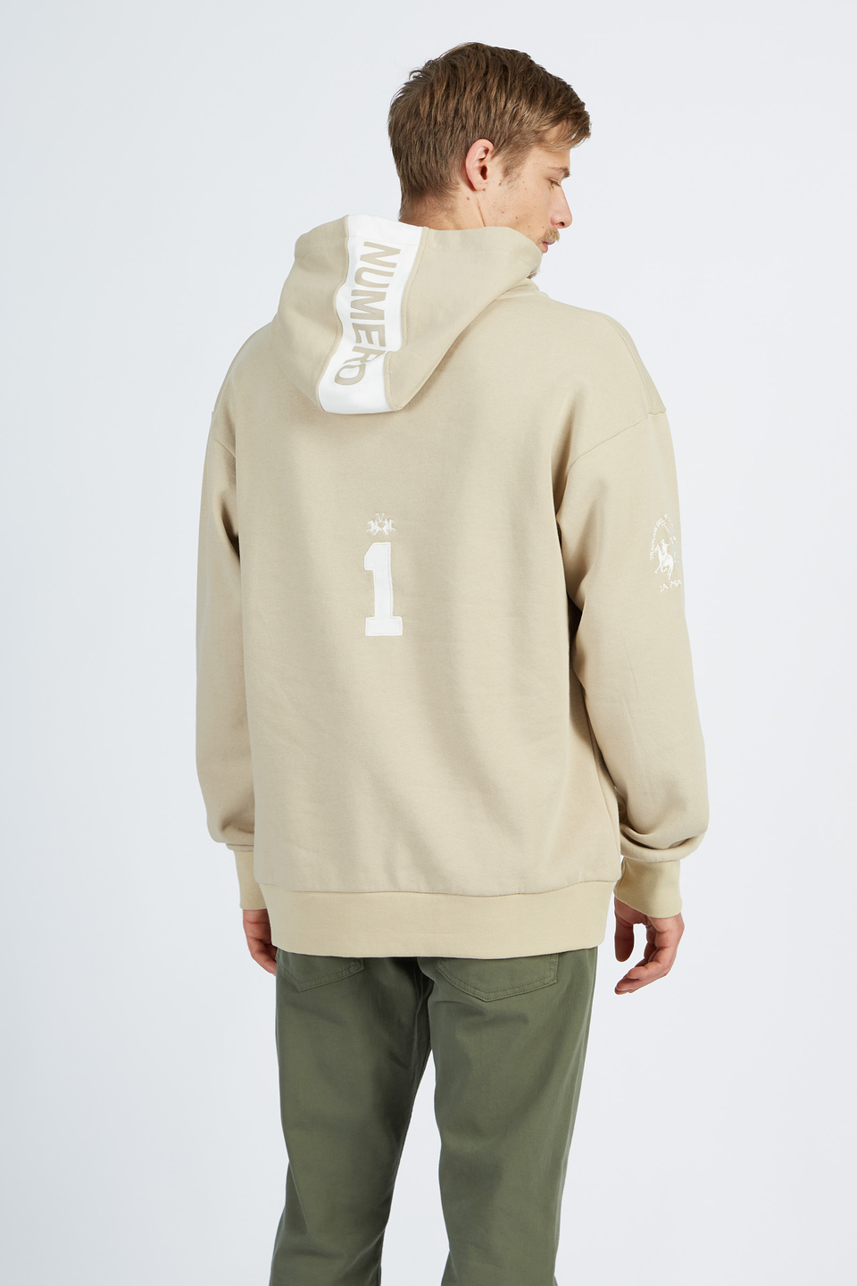 Men’s 100% cotton sweatshirt with oversize long sleeves | La Martina - Official Online Shop