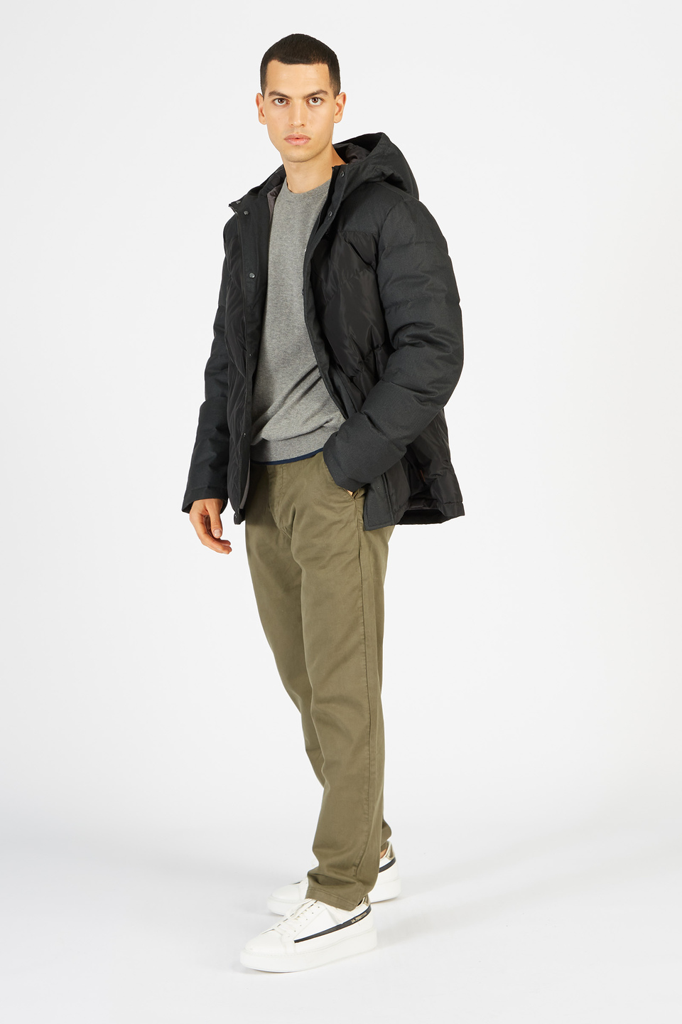 Men’s padded down jacket with hood regular fit model | La Martina - Official Online Shop