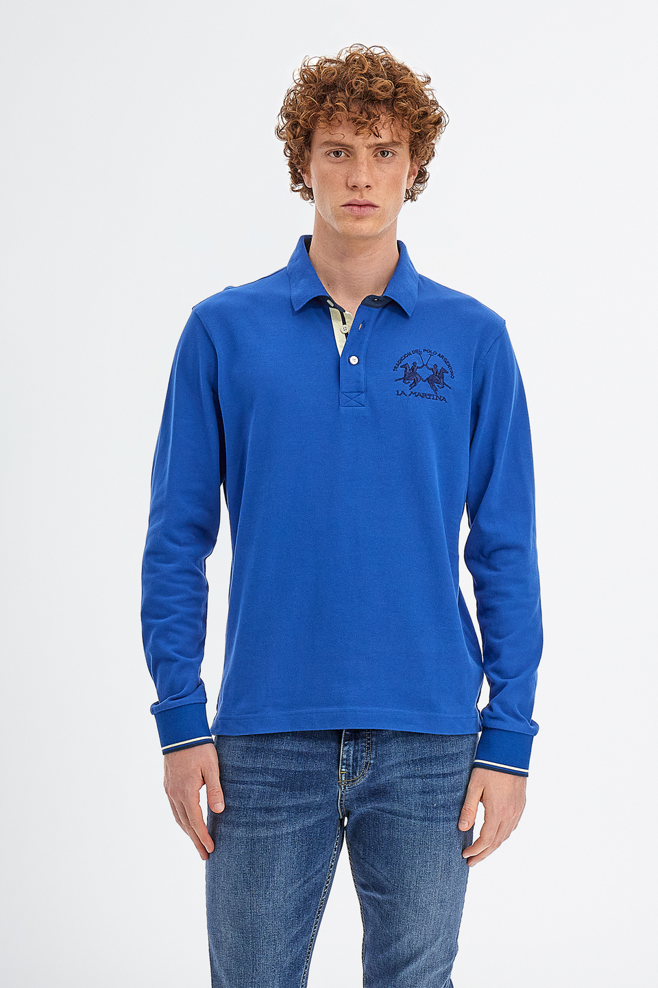 Men’s polo shirt in cotton jersey long sleeves slim fit | La Martina - Official Online Shop
