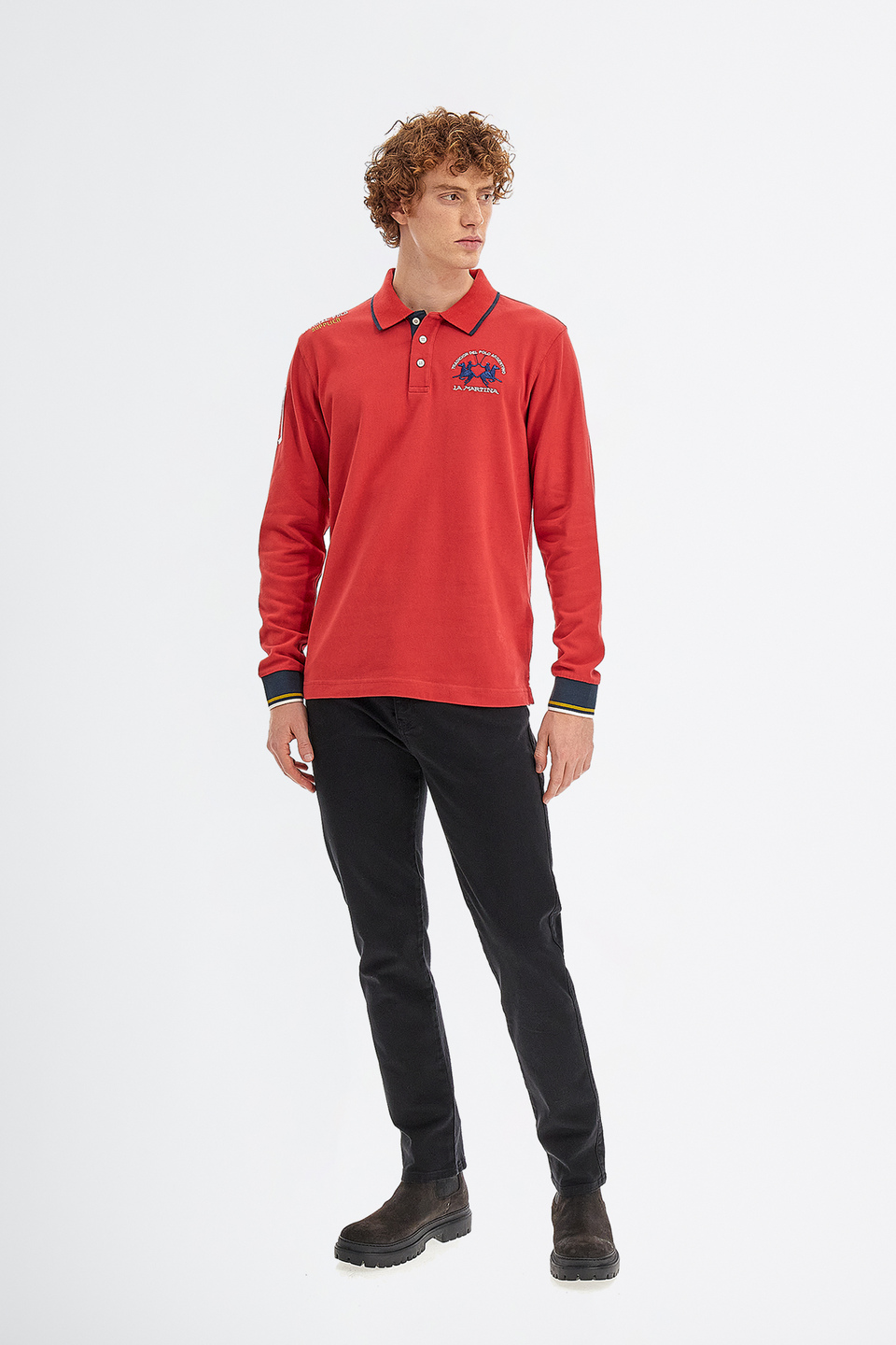 Men’s polo shirt in cotton jersey long sleeves slim fit | La Martina - Official Online Shop