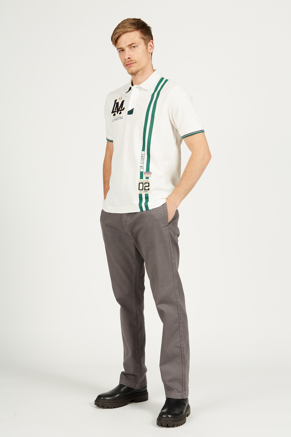 Polo homme à manches courtes en 100 % coton coupe droite | La Martina - Official Online Shop